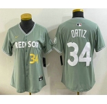 Women's Boston Red Sox #34 David Ortiz Light Green 2025 City Connect Player Name Limited Jersey