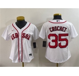 Women's Boston Red Sox #35 Garrett Crochet White Cool Base Stitched Baseball Jersey