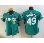 Women's Boston Red Sox #49 Tim Wakefield Memorial Patch Green 2025 City Connect Limited Stitched Baseball Jersey