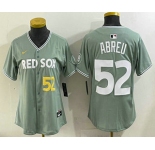 Women's Boston Red Sox #52 Wilyer Abreu Light Green 2025 City Connect Player Name Limited Jersey
