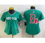 Women's Boston Red Sox Team Big Logo Green 2025 City Connect Limited Stitched Baseball Jersey
