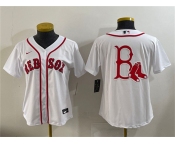 Women's Boston Red Sox Team Big Logo White Cool Base Stitched Jersey