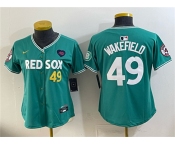 Youth Boston Red Sox #49 Tim Wakefield Memorial Patch Green 2025 City Connect Limited Stitched Baseball Jersey