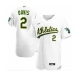 Men's Nike Athletics #2 Khris Davis White 2020 Baseball Flexbase Jersey