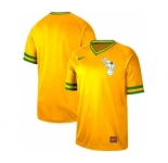 Men's Nike Athletics Blank Yellow Cooperstown Collection Stitched Baseball Jersey