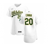 Men's Nike Oakland Athletics #20 Mark Canha White Home 2020 Authentic Player Baseball Jersey