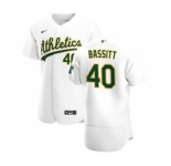 Men's Nike Oakland Athletics #40 Chris Bassitt White Home 2020 Authentic Player Baseball Jersey
