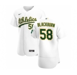 Men's Nike Oakland Athletics #58 Paul Blackburn White Home 2020 Authentic Player Baseball Jersey