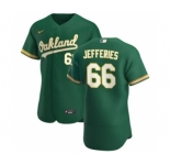 Men's Nike Oakland Athletics #66 Daulton Jefferies Kelly Green Alternate 2020 Authentic Player Baseball Jersey