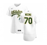Men's Nike Oakland Athletics #70 Jordan Weems White Home 2020 Authentic Player Baseball Jersey
