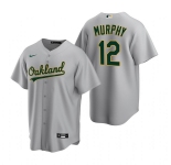 Men's Oakland Athletics #12 Sean Murphy Grey Cool Base Stitched Jersey