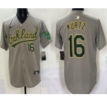 Men's Oakland Athletics #16 Nick Kurtz Gray Limited Jersey