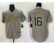 Men's Oakland Athletics #16 Nick Kurtz Grey Cool Base Stitched Baseball Jersey