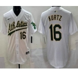 Men's Oakland Athletics #16 Nick Kurtz White Limited Jersey