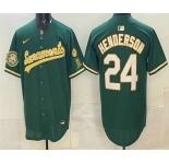 Men's Oakland Athletics #24 Rickey Henderson 2026 Green Alternate Sacramento Celebrating 125 Years Limited Jersey