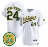 Men's Oakland Athletics #24 Rickey Henderson White 2024 Home Limited With Rickey Henderson Patch Stitched Jersey