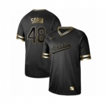 Men's Oakland Athletics #48 Joakim Soria Authentic Black Gold Fashion Baseball Jersey