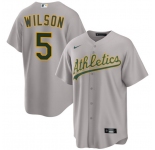 Men's Oakland Athletics #5 Jacob Wilson Gray 2024 Away Limited Stitched Jersey