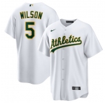 Men's Oakland Athletics #5 Jacob Wilson White Cool Base Stitched Jersey