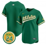 Men's Oakland Athletics Blank Green 2024 Limited With Rickey Henderson Patch Stitched Jersey