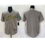 Men's Oakland Athletics Blank Grey Cool Base Stitched Baseball Jersey