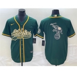 Men's Oakland Athletics Green Team Big Logo Cool Base Stitched Baseball Jersey 001