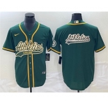 Men's Oakland Athletics Green Team Big Logo Cool Base Stitched Baseball Jersey 002