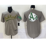 Men's Oakland Athletics Team Big Logo Grey Cool Base Stitched Baseball Jersey