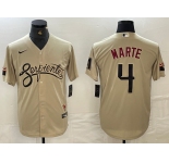 Men's Arizona Diamondback #4 Ketel Marte 2021 Gold City Connect Cool Base Stitched Jersey