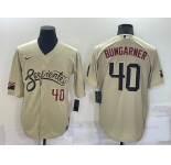 Men's Arizona Diamondback #40 Madison Bumgarner Number Gold 2021 City Connect Stitched Cool Base Nike Jersey