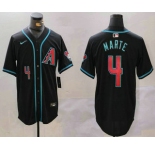 Men's Arizona Diamondbacks #4 Ketel Marte Number Black Cool Base Limited Stitched Jersey