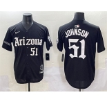 Men's Arizona Diamondbacks #51 Randy Johnson Black 'Gothic Desert Fang Edition' Vapor Premier Limited Stitched Baseball Jersey