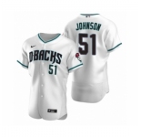 Men's Arizona Diamondbacks #51 Randy Johnson Nike White Teal Authentic 2020 Alternate Jersey