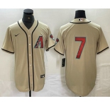 Men's Arizona Diamondbacks #7 Corbin Carroll Cream 2024 Stitched Cool Base Nike Jersey