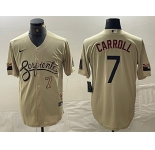 Men's Arizona Diamondbacks #7 Corbin Carroll Number 2021 Gold City Connect Cool Base Stitched Jersey