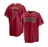 Men's Arizona Diamondbacks #7 Corbin Carroll Red 2023 World Series Cool Base Stitched Baseball Jersey