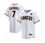 Men's Arizona Diamondbacks #7 Corbin Carroll White 2023 World Series Cool Base Stitched Baseball Jersey