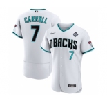 Men's Arizona Diamondbacks #7 Corbin Carroll White 2023 World Series Flex Base Stitched Jersey