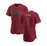 Men's Nike Arizona Diamondbacks #1 Domingo Leyba Crimson Authentic Alternate Team Baseball Jersey