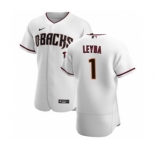 Men's Nike Arizona Diamondbacks #1 Domingo Leyba White Crimson Authentic Home Team Baseball Jersey