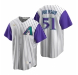 Men's Nike Arizona Diamondbacks #51 Randy Johnson Cream Purple Cooperstown Collection Alternate Stitched Baseball Jersey