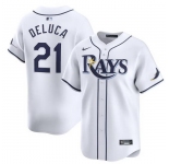 Men Tampa Bay Rays #21 Jonny DeLuca White Home Limited Stitched Baseball Jersey