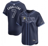 Men Tampa Bay Rays #7 Jos E9 Caballero Navy 2024 Away Limited Stitched Baseball Jersey