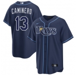 Men's Tampa Bay Rays #13 Junior Caminero Navy Cool Base Stitched Baseball Jersey