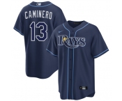 Men's Tampa Bay Rays #13 Junior Caminero Navy Cool Base Stitched Baseball Jersey