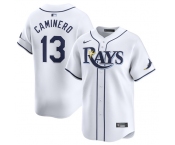 Men's Tampa Bay Rays #13 Junior Caminero White 2024 Home Limited Stitched Baseball Jersey