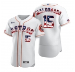 Houston Astros #15 Carlos Beltran Men's Nike White Fluttering USA Flag Limited Edition Authentic MLB Jersey