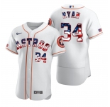Houston Astros #34 Nolan Ryan Men's Nike White Fluttering USA Flag Limited Edition Authentic MLB Jersey