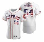 Houston Astros #54 Roberto Osuna Men's Nike White Fluttering USA Flag Limited Edition Authentic MLB Jersey