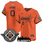 Men's Houston Astros #0 Orbit Orange 2025 City Connect Limited Stitched Baseball Jersey